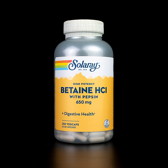 Betaine HCl with Pepsin 650 mg High Potency (250 veg caps)  