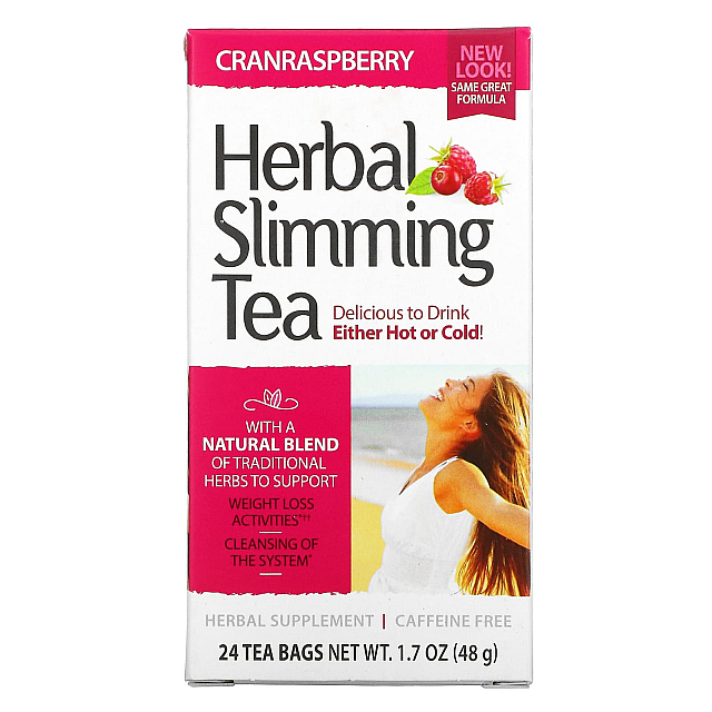 Herbal Slimming Tea, Caffeine Free Cranraspberry (24 Tea Bags)	
