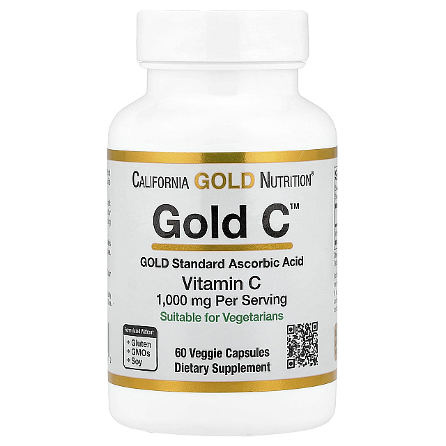 Gold C USP Grade Vitamin C  1000 mg (60 Veggie Capsules)