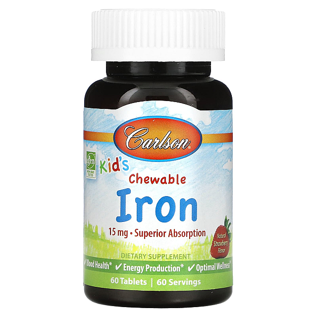 Kids Chewable Iron 15 mg (60 tabs)  Natural Strawberry
