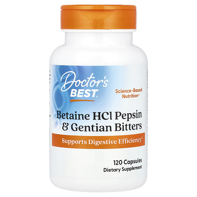 Betaine HCl Pepsin and Gentian Bitters (120 Capsules)