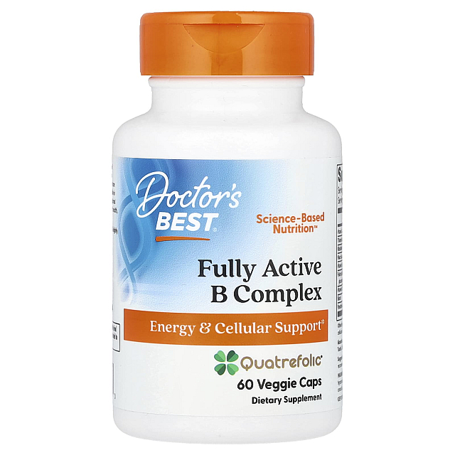 Fully Active B Complex with Quatrefolic	(60 Veggie Caps)