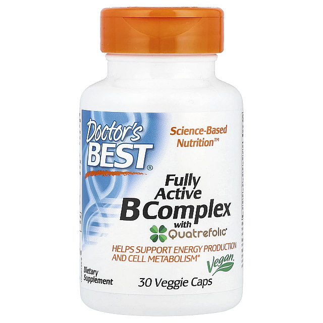 Fully Active B Complex with Quatrefolic	(30 Veggie Caps)