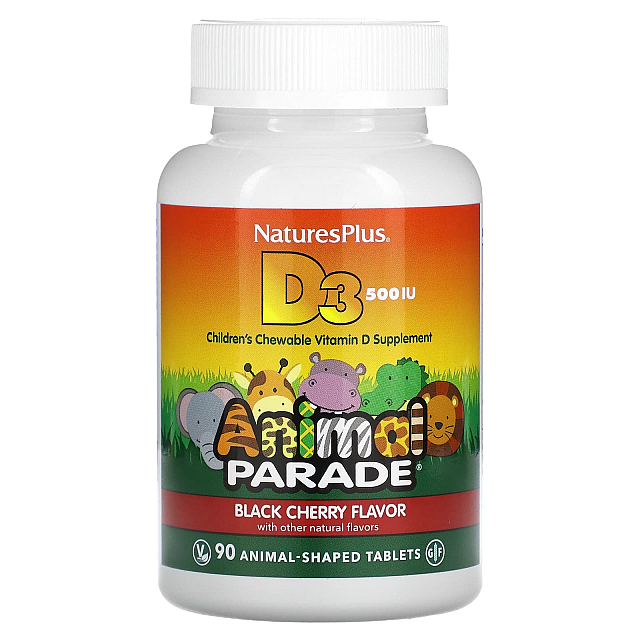 Vitamin D3 12.5 mcg (500 IU) (90 animal-shaped tabs) Black Cherry