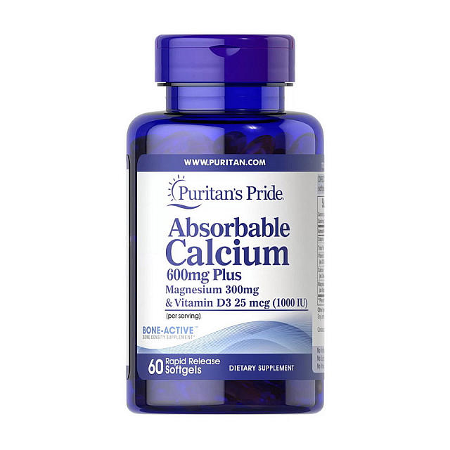 Absorbable Calcium 600 mg Plus Magnesium 300 mg & Vitamin D3 25 mcg (60 softgels)  