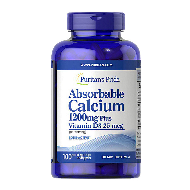Absorbable Calcium 1200 mg Plus Vitamin D3 25 mcg (100 softgels)  