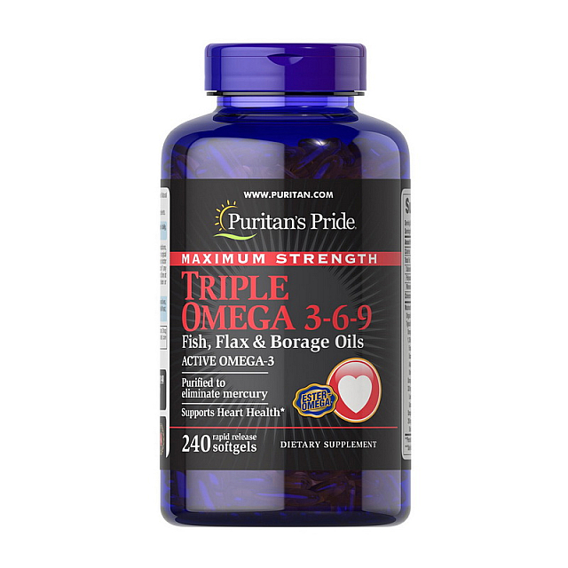 Maximum Strength Triple Omega 3-6-9 Fish, Flax & Borage Oils (240 softgels)  
