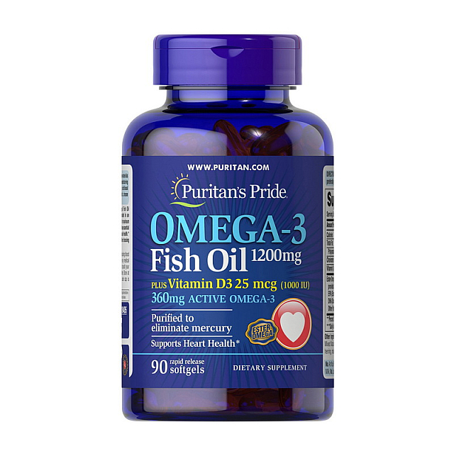 Omega-3 Fish Oil 1200 mg Plus Vitamin D3 1000 IU (90 softgels)  