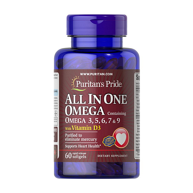 All in One Omega 3,5,6,7 & 9 with Vitamin D3 (60 softgels)  