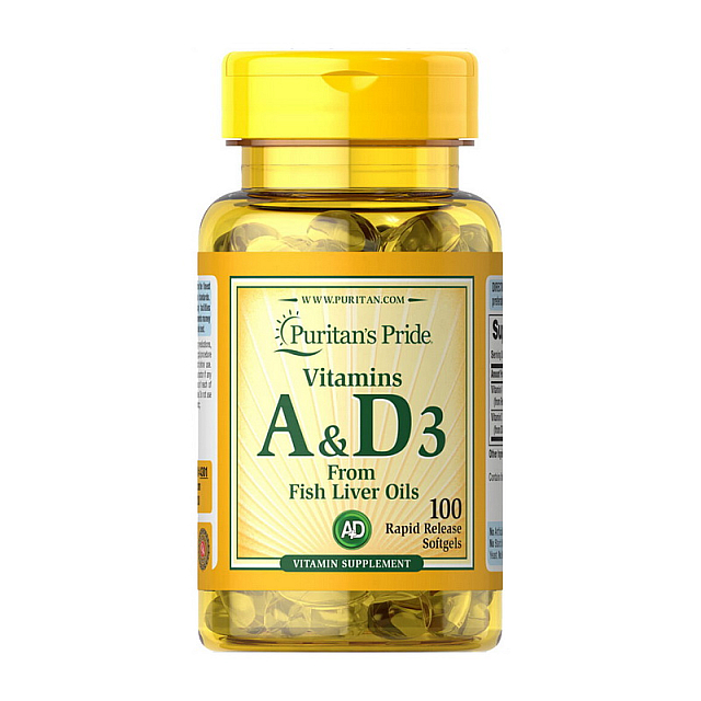 Vitamins A&D3 from Fish Liver Oils (100 softgels)  