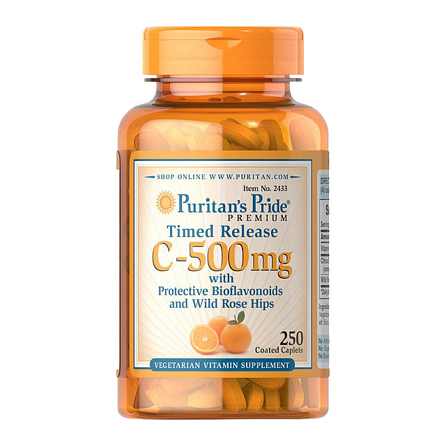 Vitamin C-500 mg with Bioflavonoids and Wild Rose Hips Time Release (100 caplets)  