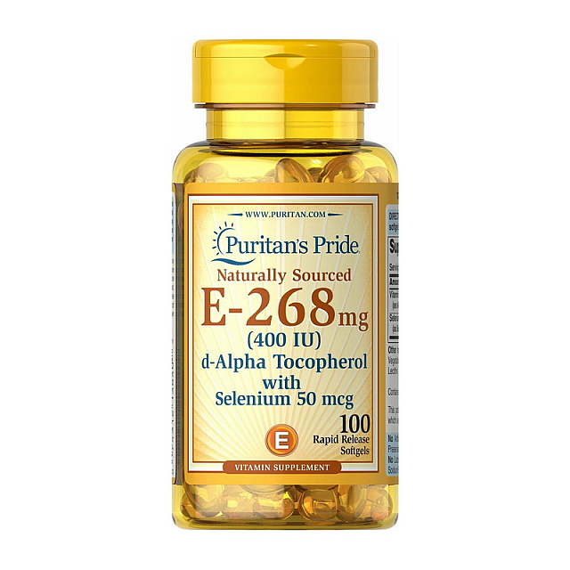 Vitamin E-268 mg natural (400 IU) alpha tocopheryl with selenium 50 mcg (100 softgels)  